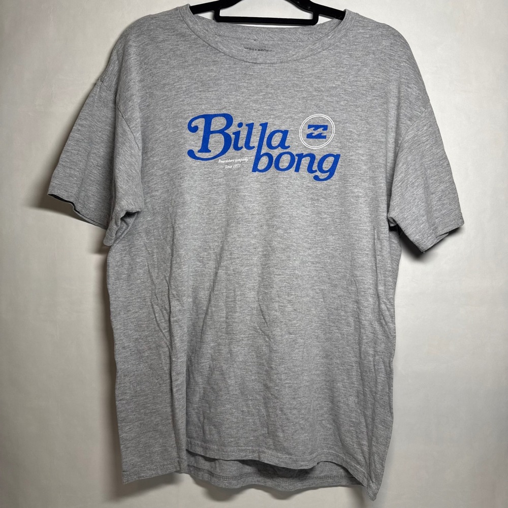 Billabong Surf Mens Gray Short Sleeve Graphic T Shirt Large Soft Cotton Athletic